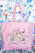 Bunny Girl Happy Easter Canvas Jumbo Tote