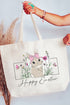 Bunny Girl Happy Easter Canvas Jumbo Tote