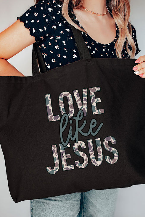 Camo Love Like Jesus Canvas Jumbo Tote