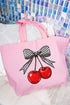 Checkered Cherry Dream Canvas Jumbo Tote