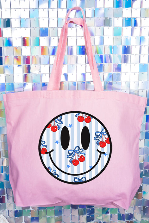 Cherry USA Happy Face Canvas Jumbo Tote