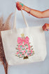 Christmas Tree Preppy Blossom Canvas Jumbo Tote