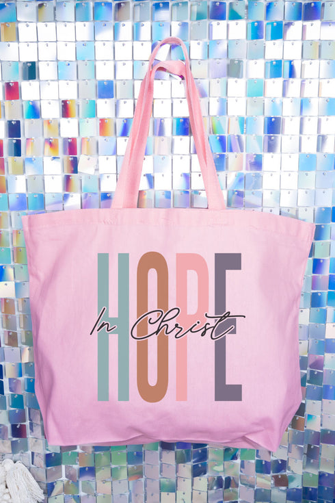 Colorblock Hope In Christ Canvas Jumbo Tote
