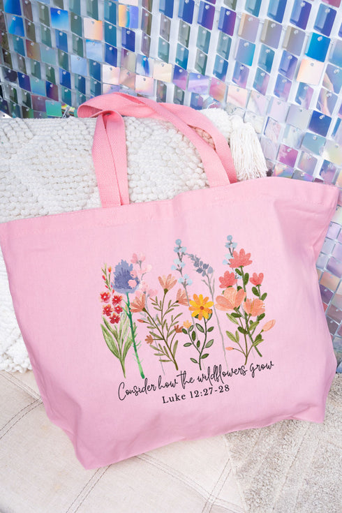 Consider How The Wildflowers Grow Canvas Jumbo Tote
