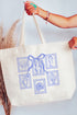 Coquette Coastal Stamps Canvas Jumbo Tote