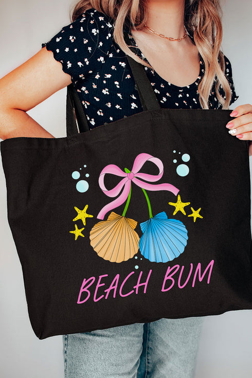 Coquette Shell Beach Bum Canvas Jumbo Tote