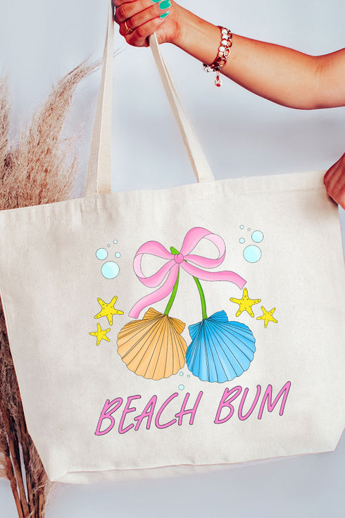 Coquette Shell Beach Bum Canvas Jumbo Tote