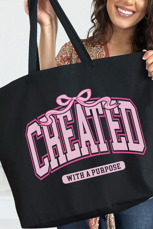 Pink Created With A Purpose Canvas Jumbo Tote