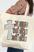 Cross Jesus Is The Reason For The Season Canvas Jumbo Tote
