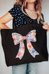 Cutesy Floral Bow Canvas Jumbo Tote
