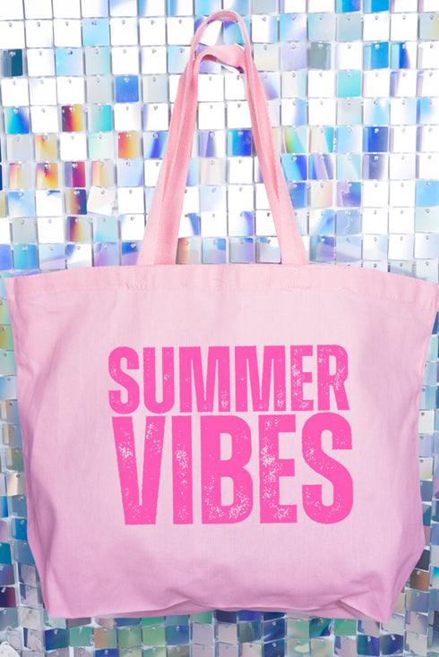 Distressed Summer Vibes Canvas Jumbo Tote