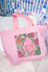 Doodle Merry Christmas Boho Canvas Jumbo Tote