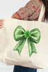 Faux Glitter Clover Coquette Canvas Jumbo Tote
