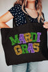 Faux Glitter Mardi Gras Canvas Jumbo Tote