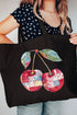 Faux Patchwork Cherries Canvas Jumbo Tote