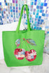 Faux Patchwork Cherries Canvas Jumbo Tote