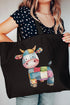 Faux Patchwork Cow Canvas Jumbo Tote