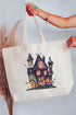 Faux Patchwork Haunted House Canvas Jumbo Tote