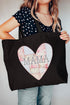 Faux Patchwork Quilt Mama Heart Canvas Jumbo Tote
