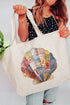 Faux Patchwork Seashell Canvas Jumbo Tote