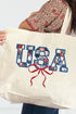 Faux Patchwork USA Canvas Jumbo Tote