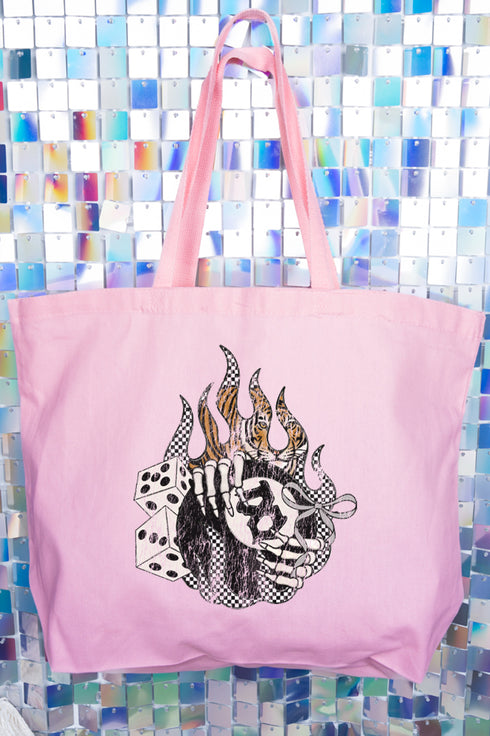 Flamin' 8 Ball Canvas Jumbo Tote