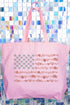 Floral United States Flag Canvas Jumbo Tote