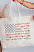Floral United States Flag Canvas Jumbo Tote