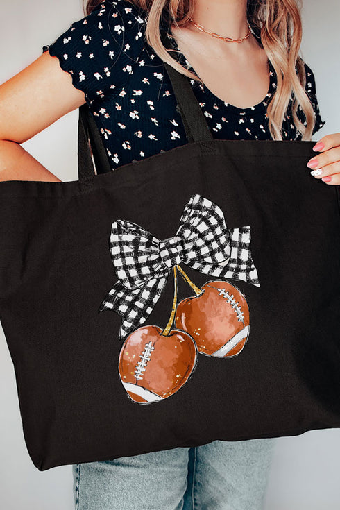 Football Cherries Canvas Jumbo Tote