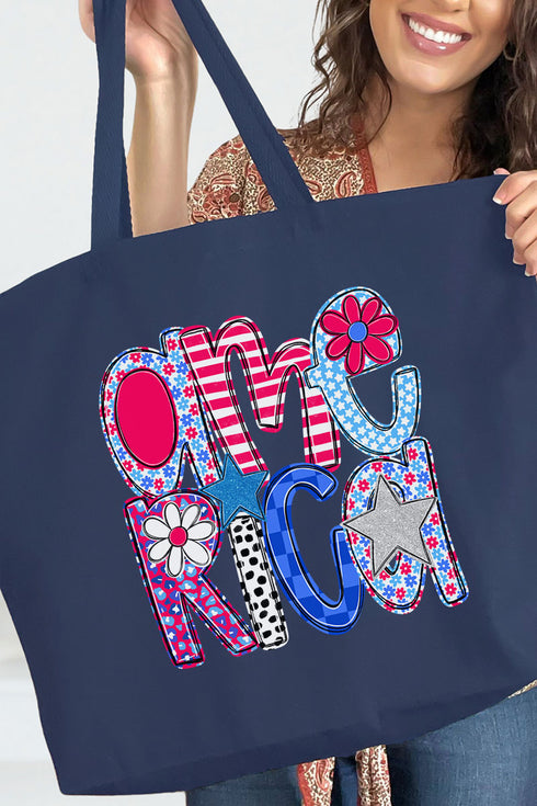 Funky Letters America Canvas Jumbo Tote
