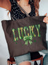 Glitzy Brushed Lucky Canvas Jumbo Tote