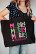 Green and Pink Merry Christmas Canvas Jumbo Tote