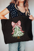 Green Chinoiserie Tree Canvas Jumbo Tote