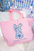 Happy Easter Chinoiserie Bunny Canvas Jumbo Tote