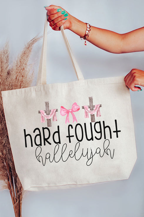 Hard Fought Hallelujah Canvas Jumbo Tote