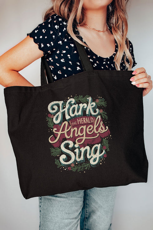 Hark The Herald Angels Sing Canvas Jumbo Tote