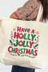 Have A Holly Jolly Christmas Canvas Jumbo Tote