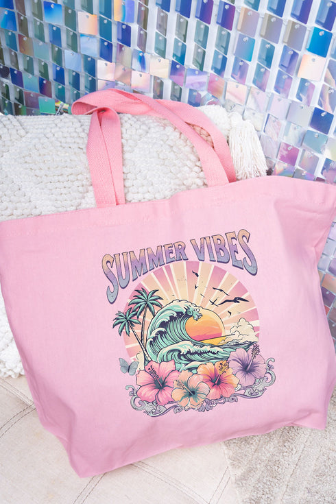 Hawaiian Summer Vibes Canvas Jumbo Tote