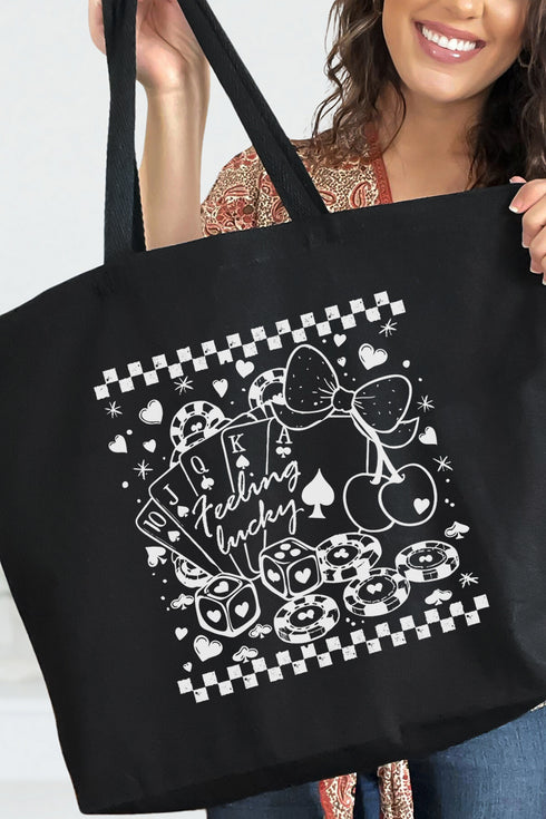 Hearts Feeling Lucky Canvas Jumbo Tote
