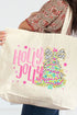 Holly Jolly Christmas Tree Canvas Jumbo Tote