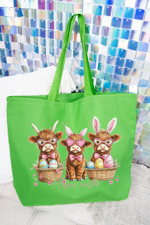 Hoppy Highland Easter Canvas Jumbo Tote
