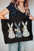 Indigo Bunny Trio Canvas Jumbo Tote