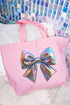Iridescent Satin Bow Canvas Jumbo Tote