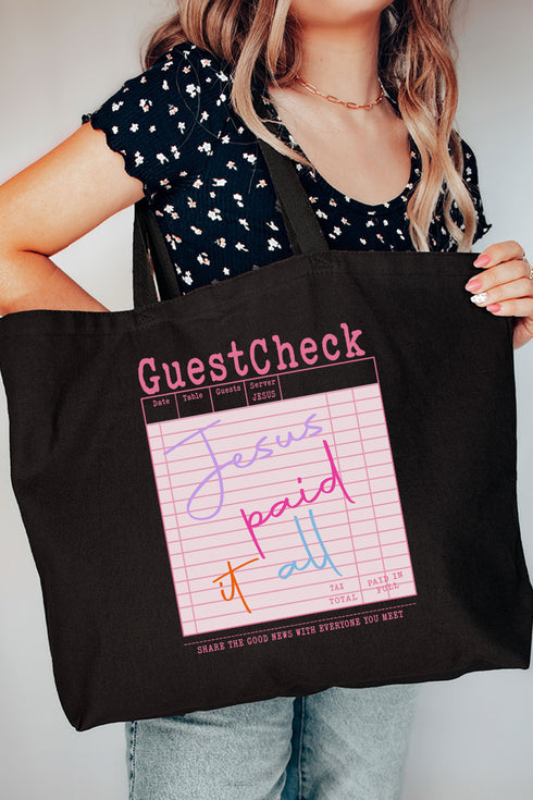 Jesus Got The Check Canvas Jumbo Tote