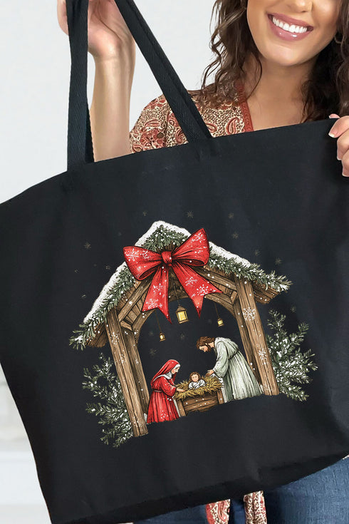 Jesus Nativity Canvas Jumbo Tote