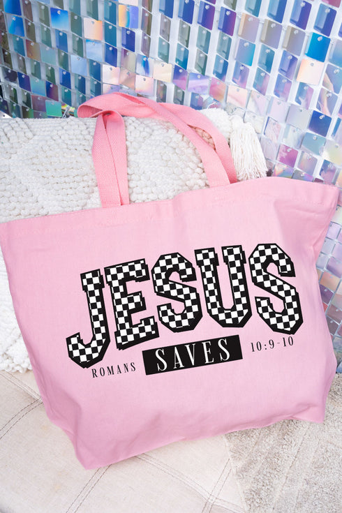Jesus Saves Canvas Jumbo Tote
