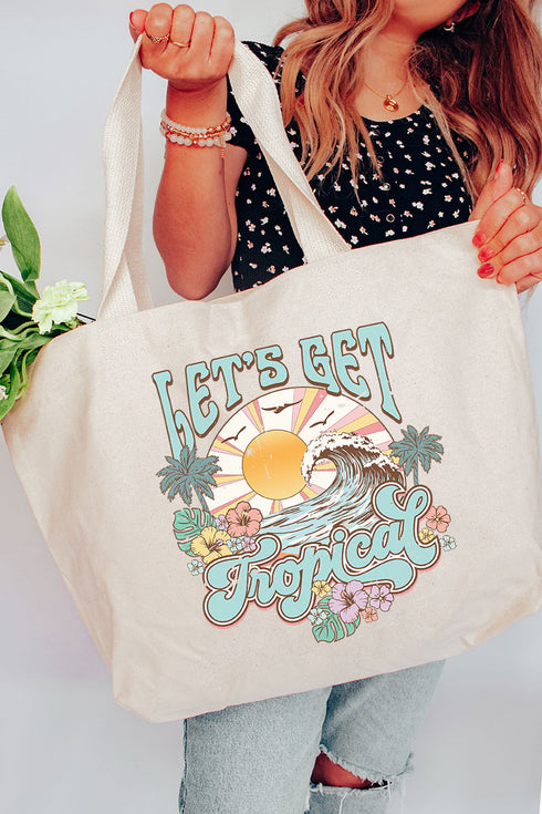 Let's Get Tropical Canvas Jumbo Tote