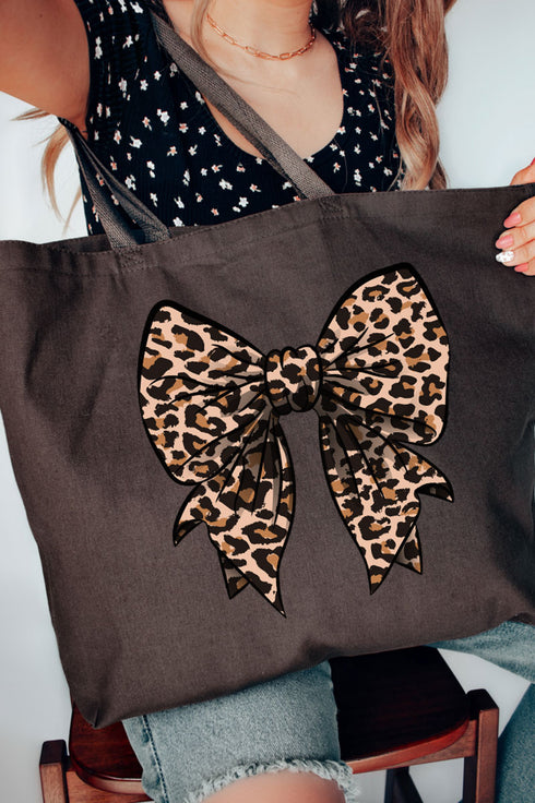 Lovely Leopard Bow Canvas Jumbo Tote