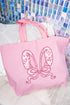 Mauve Chinoiserie Bunny Ears Canvas Jumbo Tote
