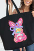 Neon Bunny Bow Canvas Jumbo Tote